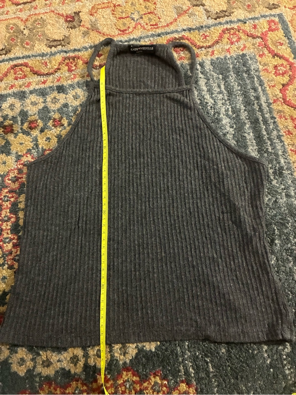 Brandy Melville Charcoal Ribbed Halter Tank